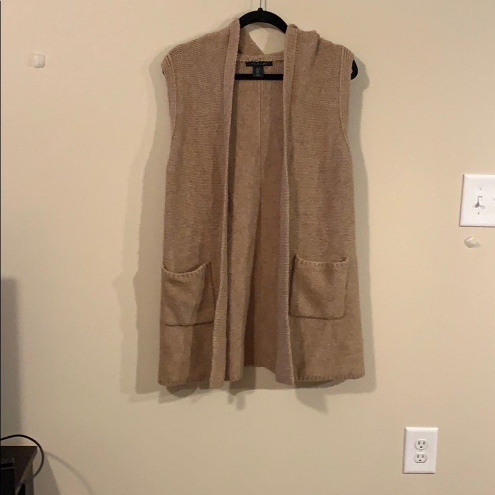 Tahari Camel Colored Sweater Vest Duster